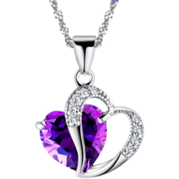 Ladies FASHION Heart Pendant Charm Crystal Rhinestone Necklace NWTags - Picture 1 of 4